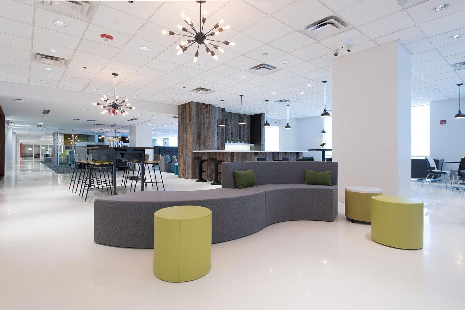 KI lounge seating and ottomans in an open collaborative space