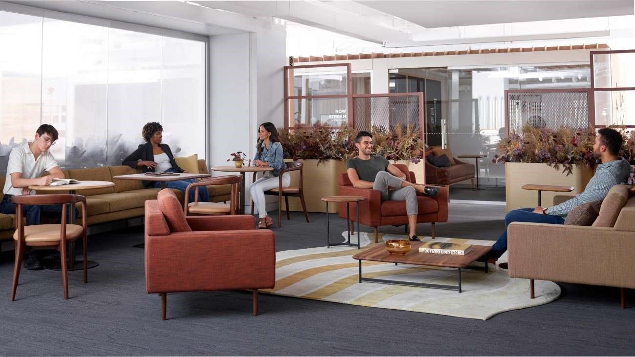 OFS lounge seating and tables in a collaborative office area