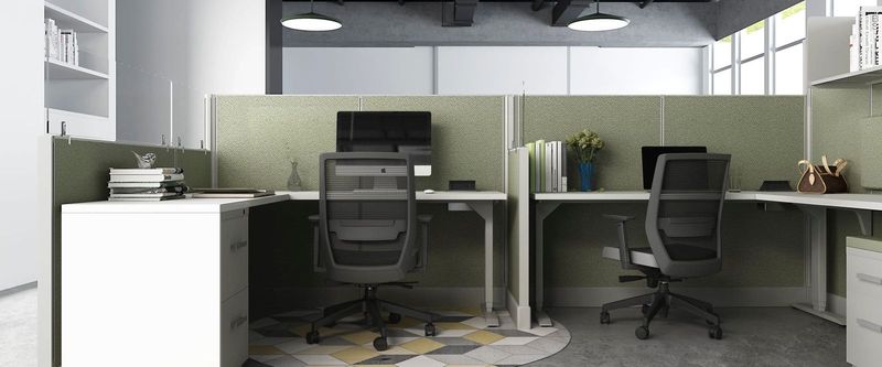 New cubicle workstations with glass stackers installed by Capital Choice