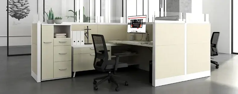 New cubicle workstations with glass stackers