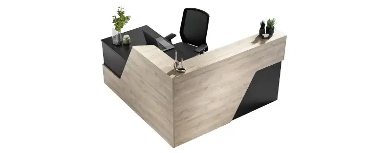 New reception desk with lobby seating