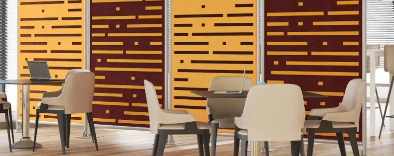 New cafe tables and chairs in a break room