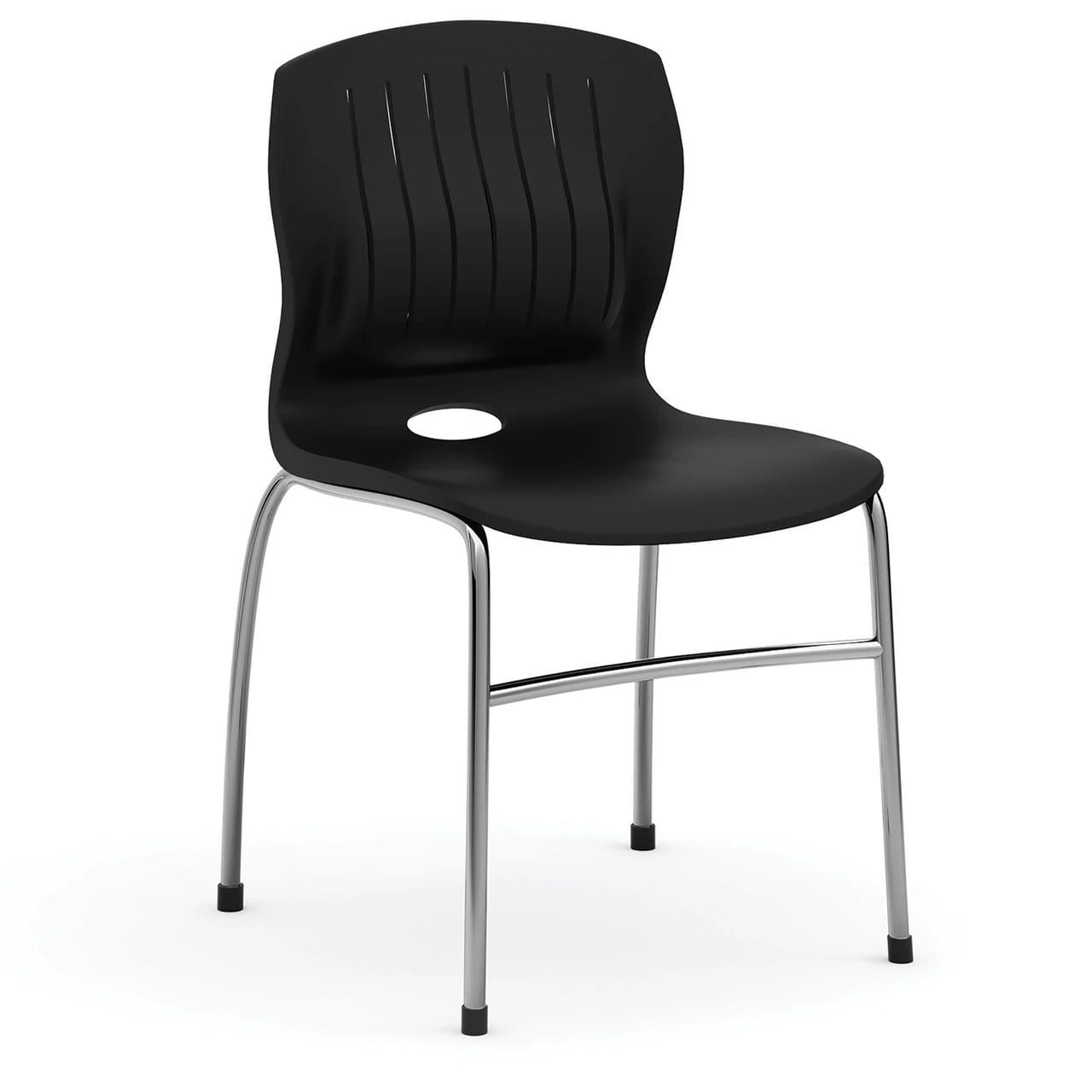 A02 Black Armless Guest Stack Chair with Chrome Base