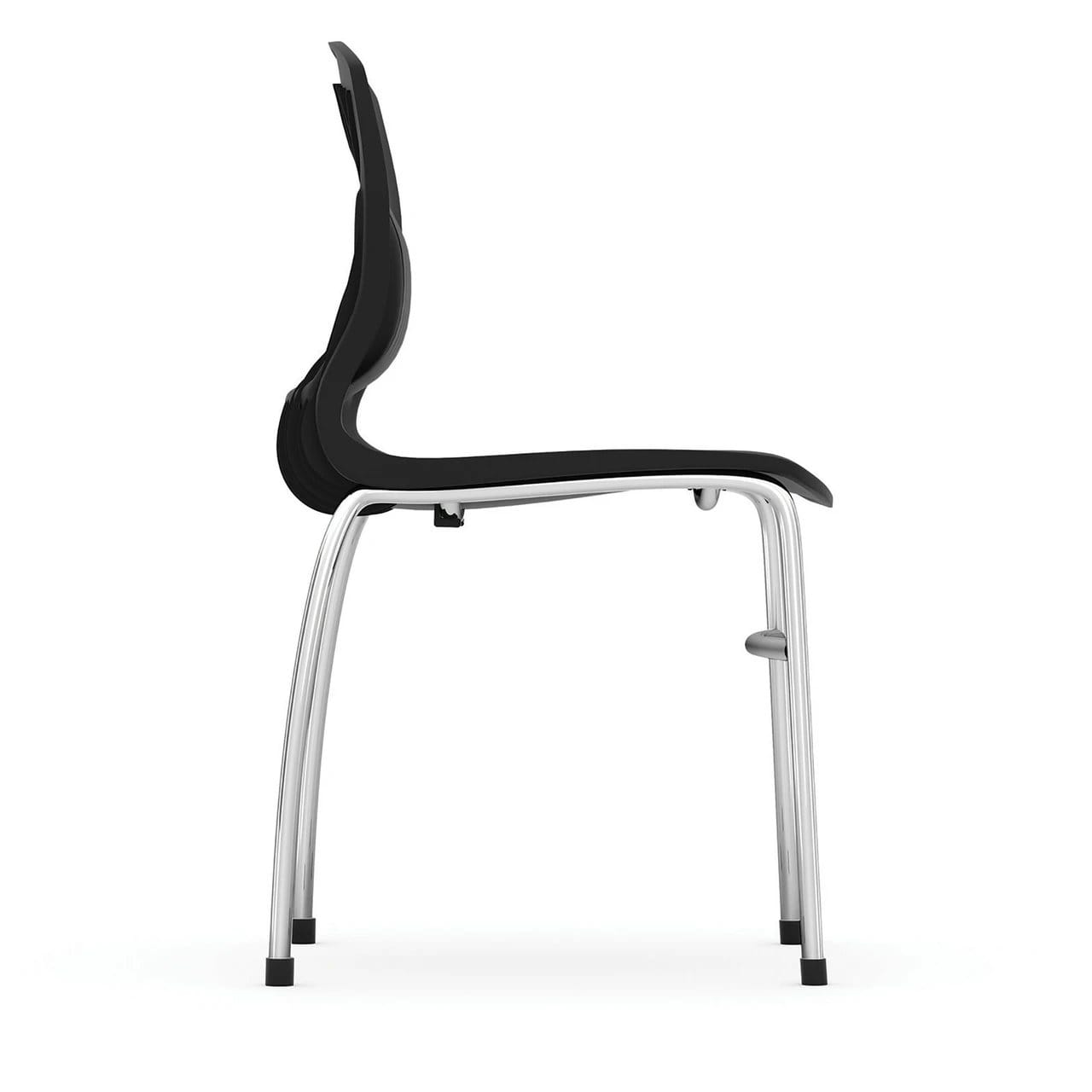 A02 Black Armless Guest Stack Chair with Chrome Base