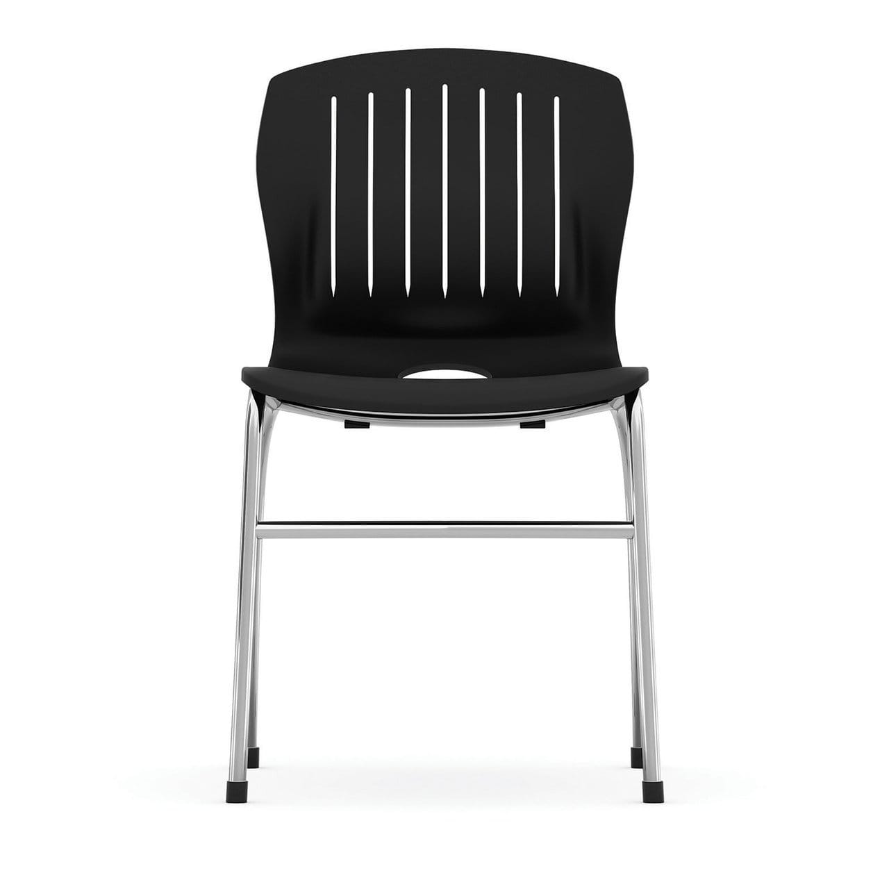 A02 Black Armless Guest Stack Chair with Chrome Base