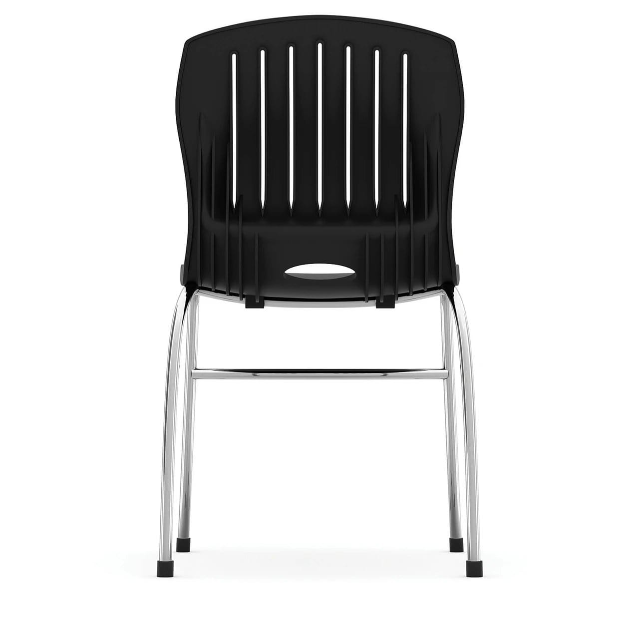 A02 Black Armless Guest Stack Chair with Chrome Base