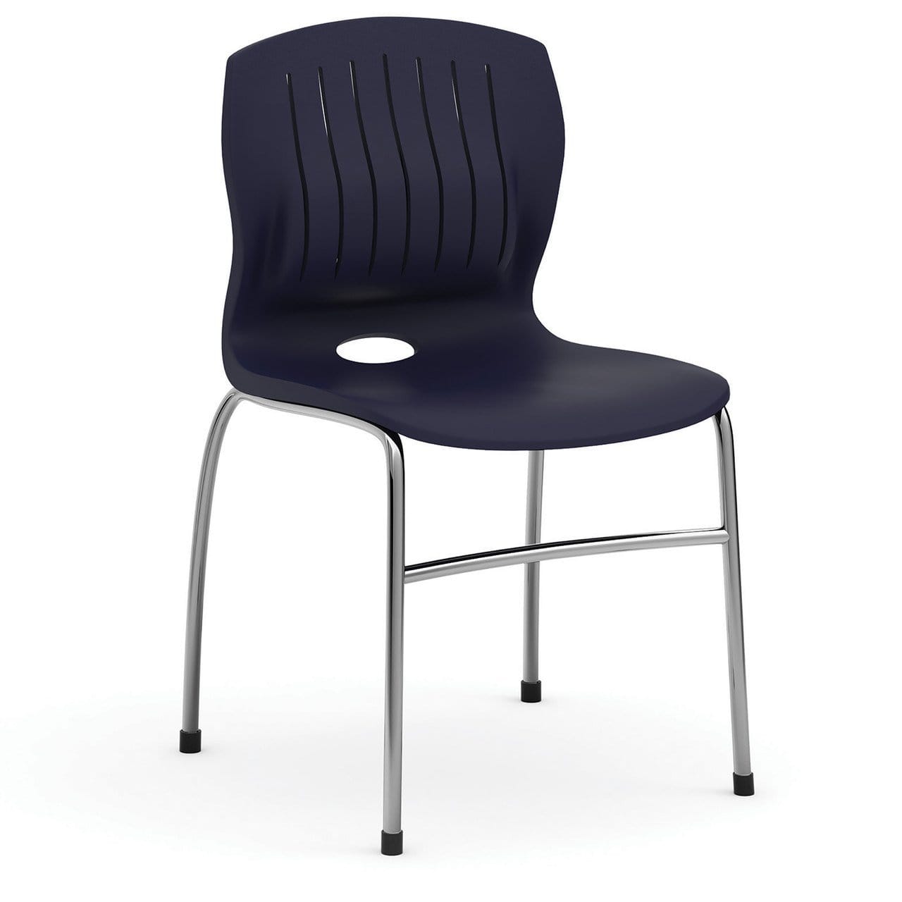 A02 Black Armless Guest Stack Chair with Chrome Base
