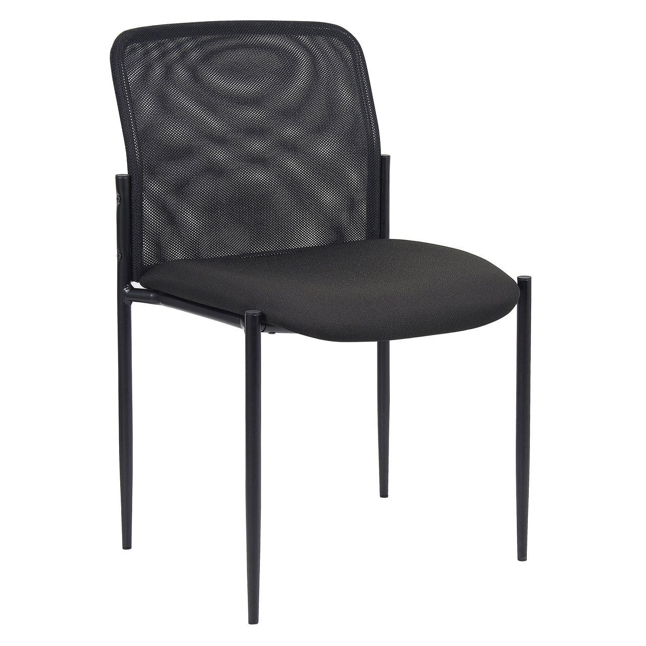 Black Armless Side Chair with Fabric Seat & Mesh Back