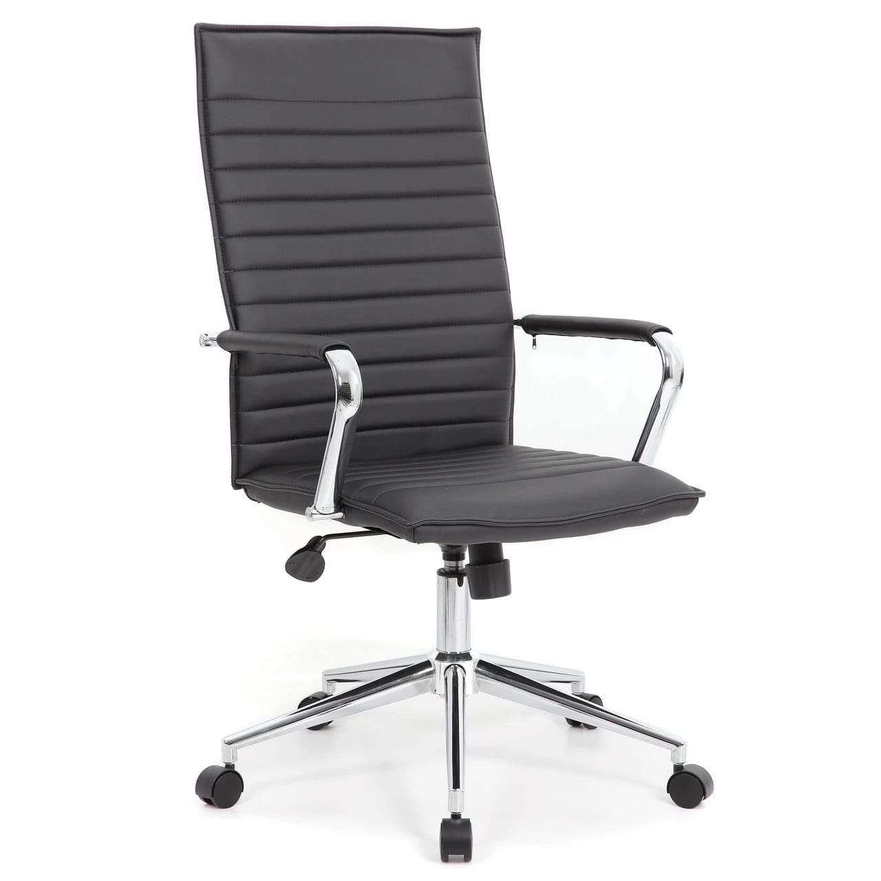 Black Ribbed High Back Task Chair with Arms