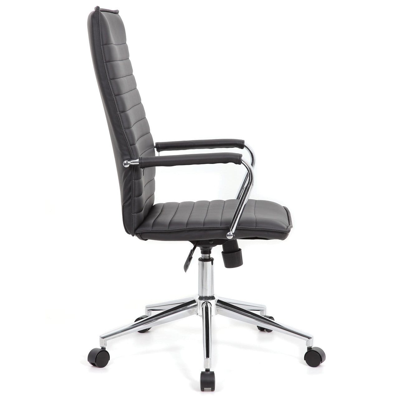 Black Ribbed High Back Task Chair with Arms