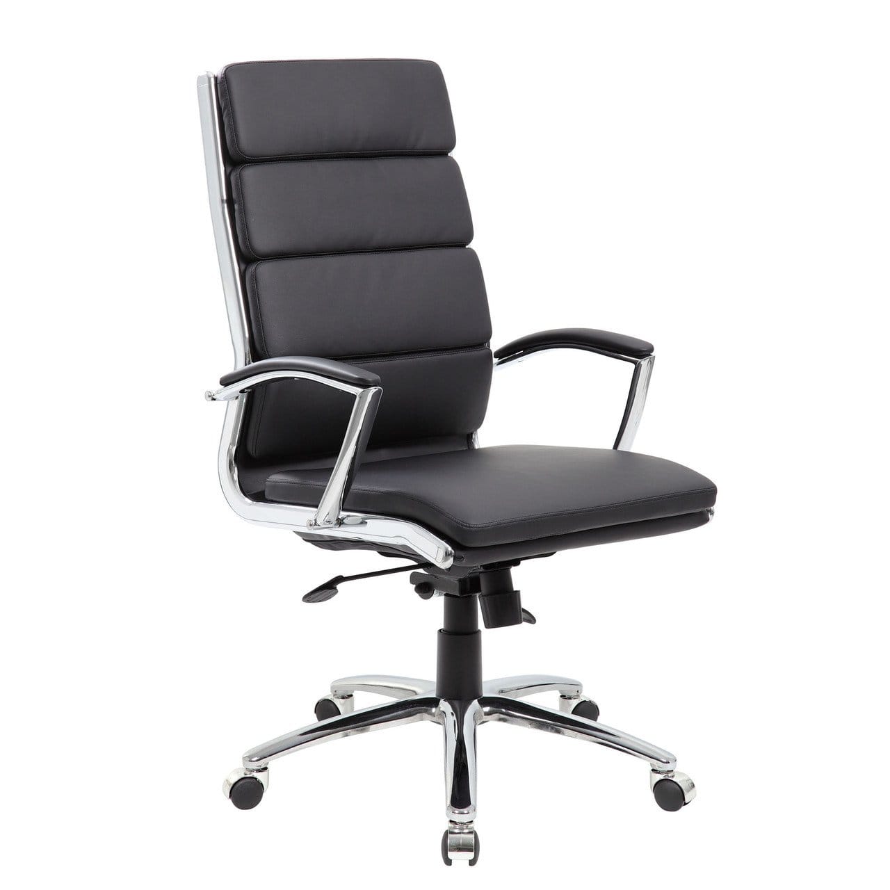 Black Vinyl Exec High Back Chair with Chrome Frame