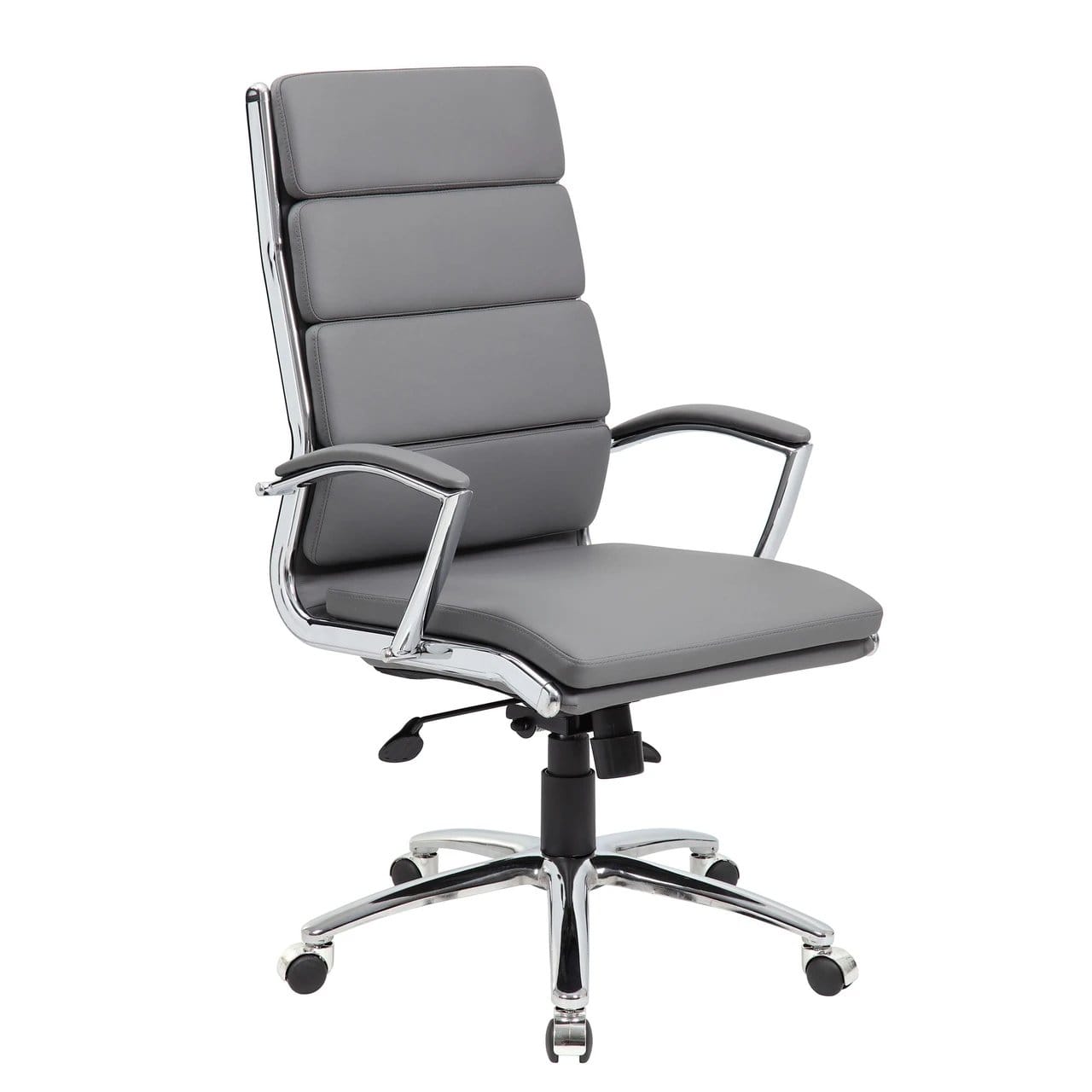 Black Vinyl Exec High Back Chair with Chrome Frame