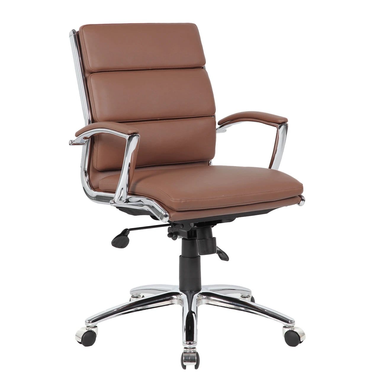 Black Vinyl Exec Mid Back with Chrome Frame
