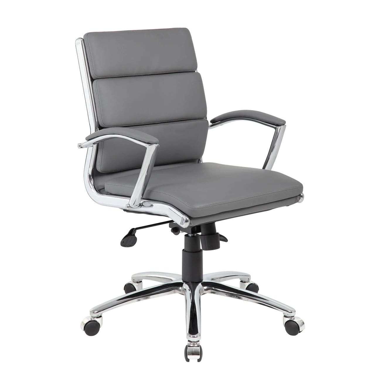 Black Vinyl Exec Mid Back with Chrome Frame