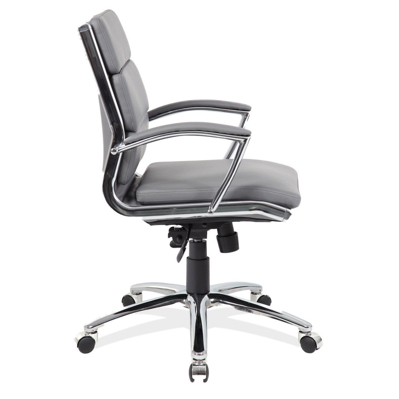 Black Vinyl Exec Mid Back with Chrome Frame