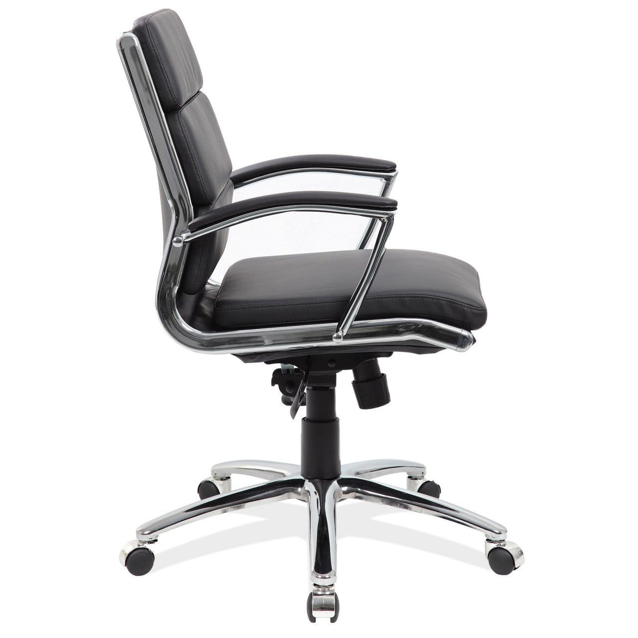 Black Vinyl Exec Mid Back with Chrome Frame