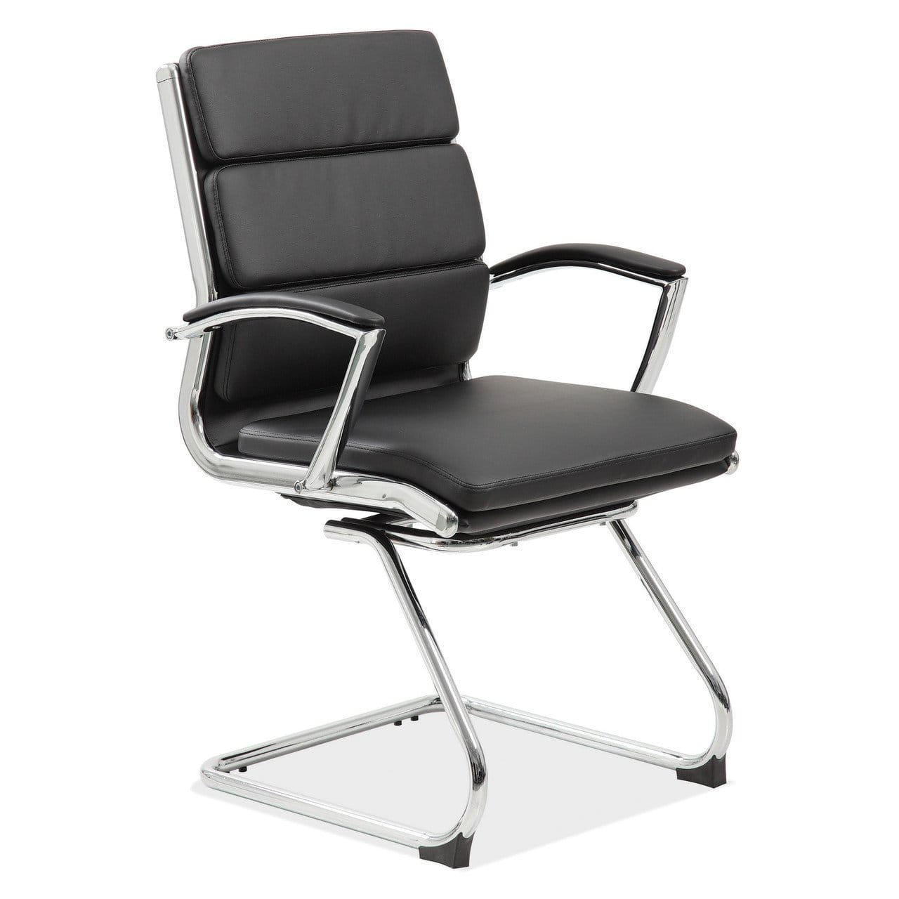 Black Vinyl Exec Sled Base Chair with Chrome Frame