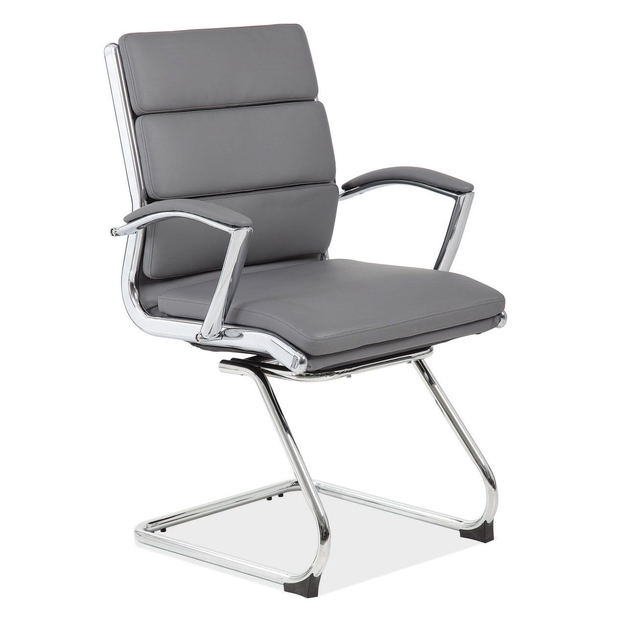 Black Vinyl Exec Sled Base Chair with Chrome Frame