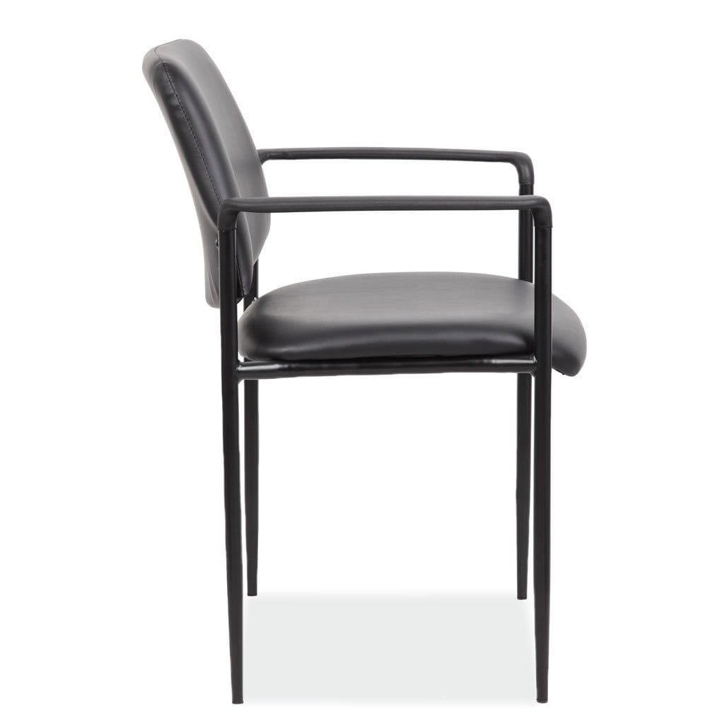Black Vinyl Guest Stack Chair with Arms