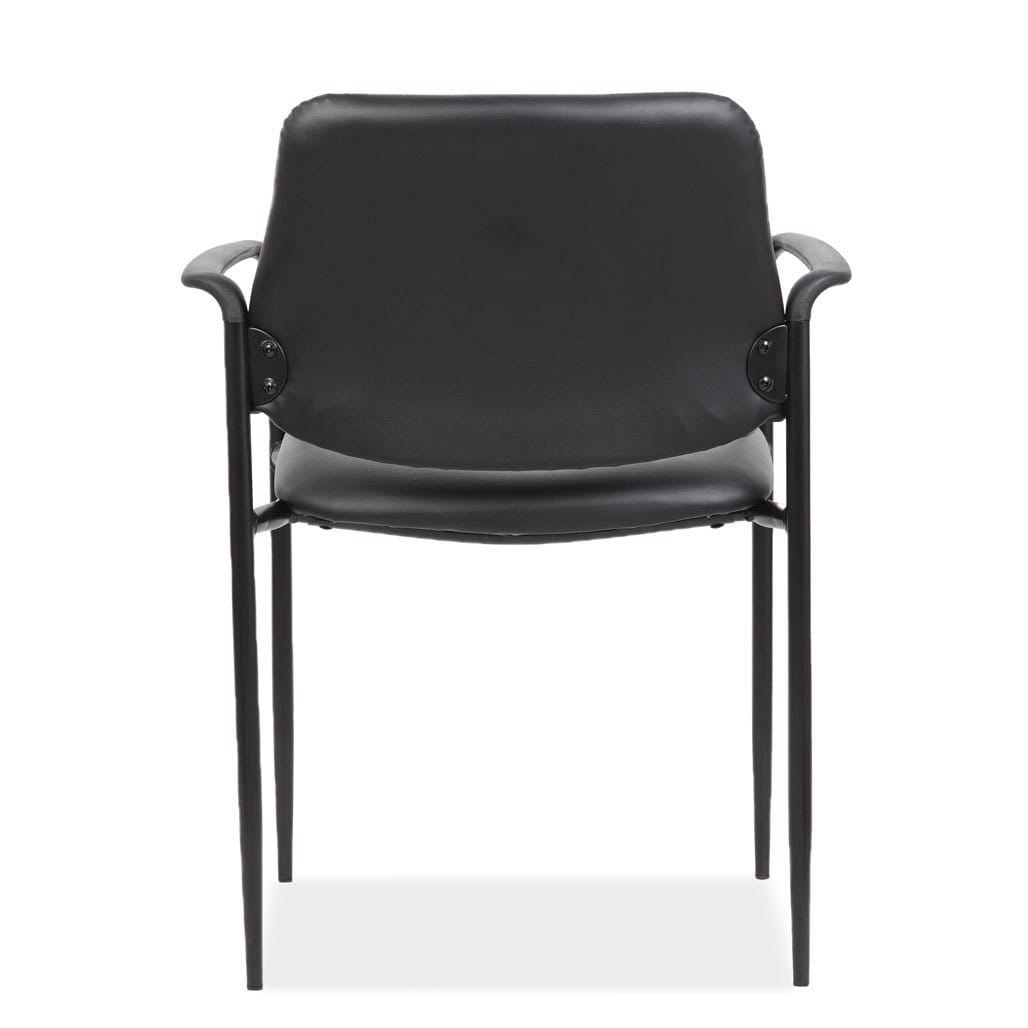 Black Vinyl Guest Stack Chair with Arms