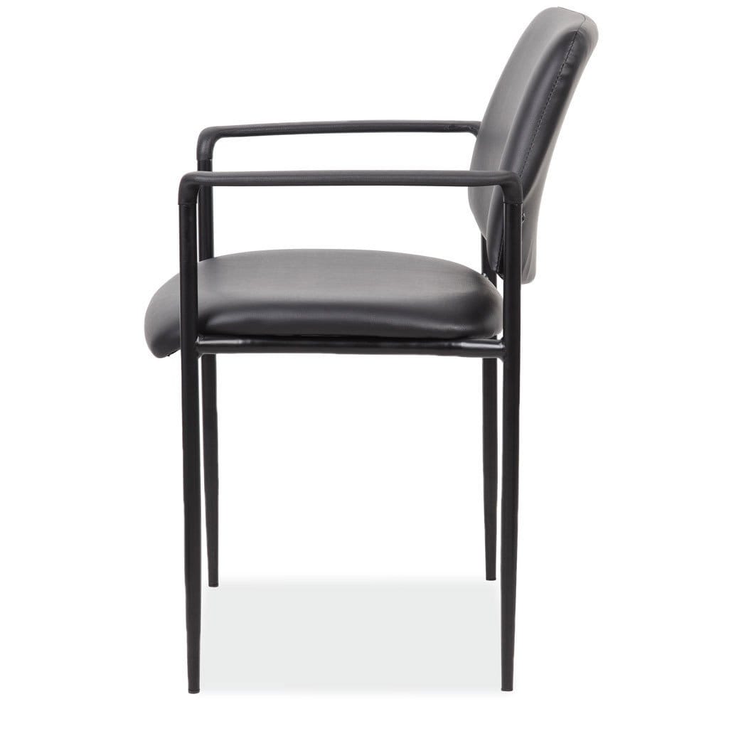 Black Vinyl Guest Stack Chair with Arms