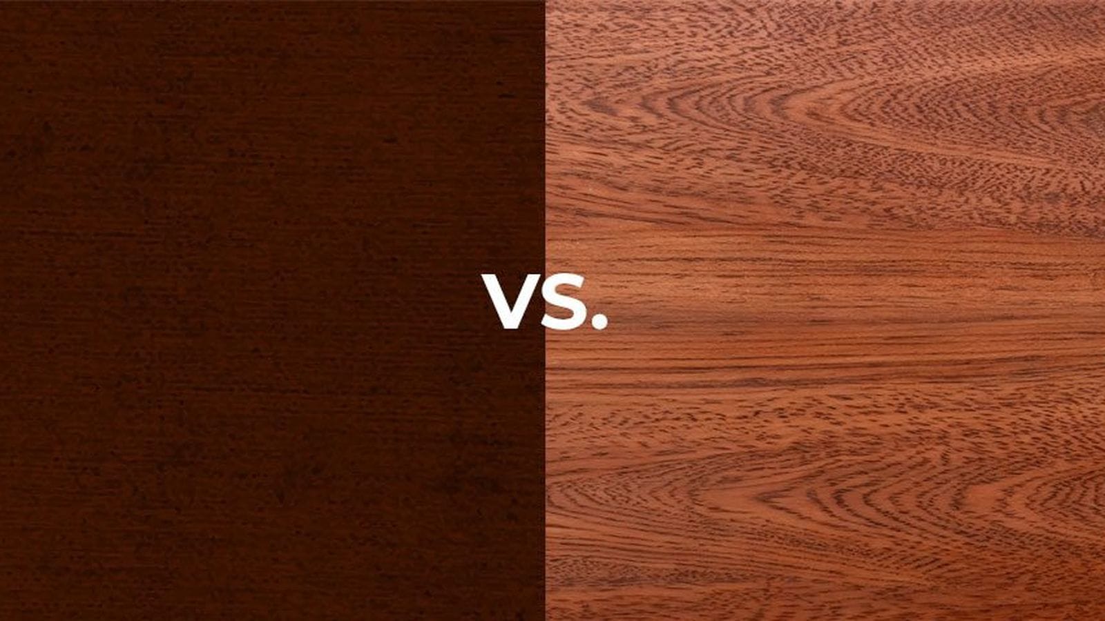 Side by side comparison of dark cherry and reddish mahogany wood grain finishes