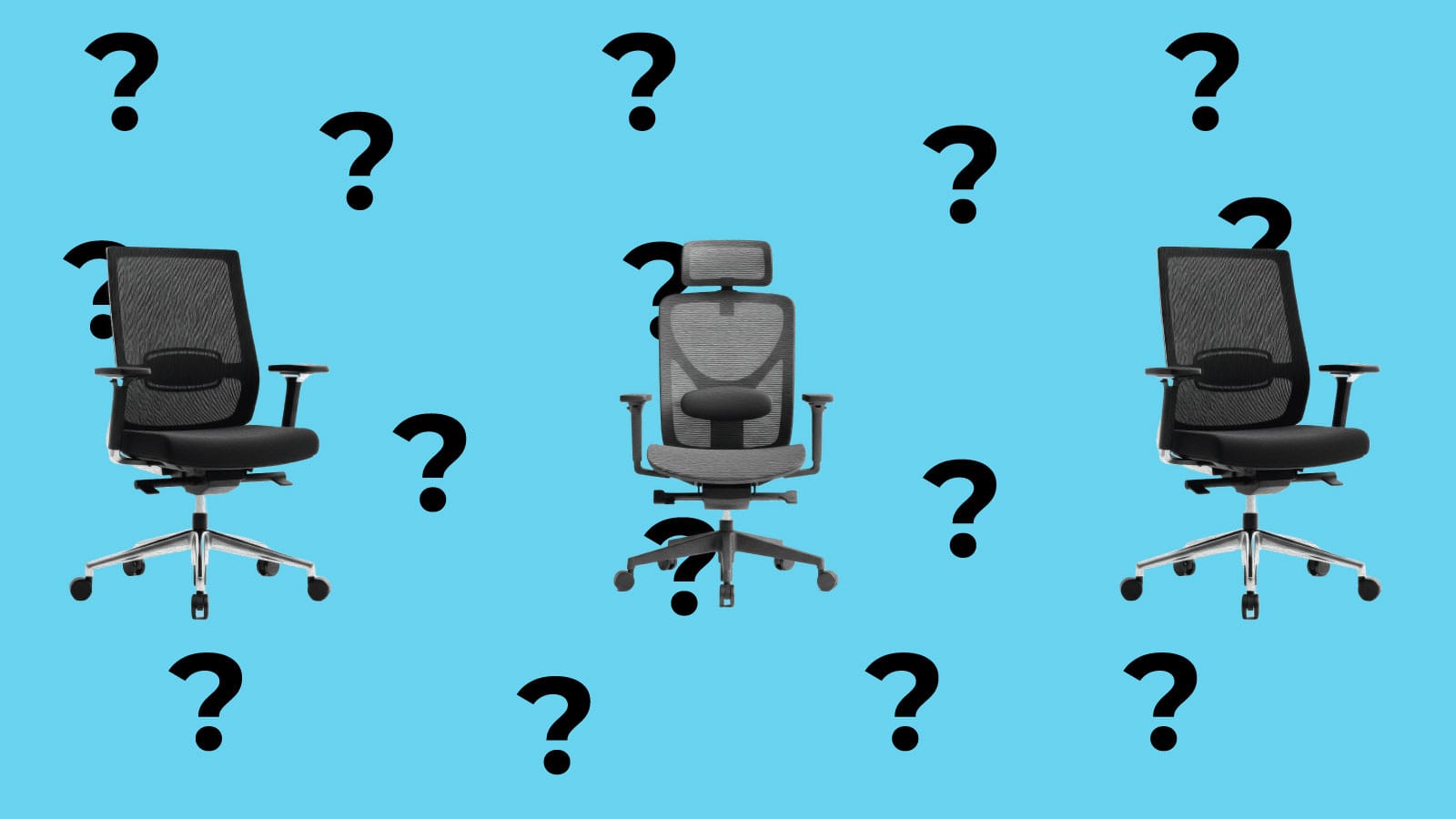 New black mesh high-back task chair with adjustable arms shown in studio