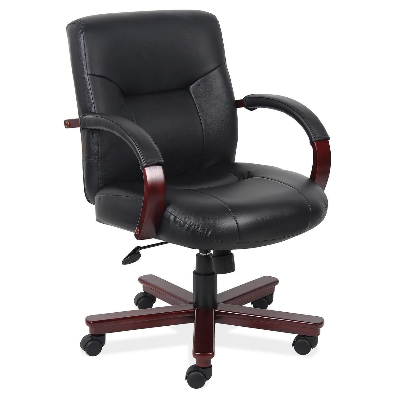 Mah/Blk Soft Vinyl Mid Back Chair
