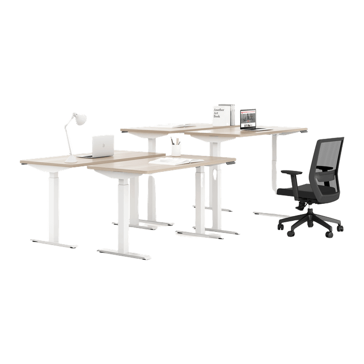 2-stage height adjustable sit-stand tables with white bases