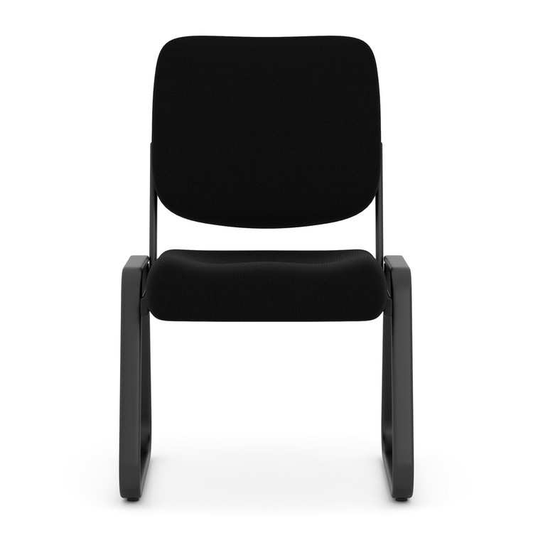 New Armless Sled Base Guest Chair, Black, front view. Capital Choice Office Furniture, Columbus, Ohio
