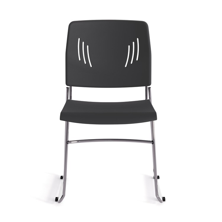 New Armless Stack Chair with Chrome Frame, front view. Capital Choice Office Furniture, Columbus, Ohio