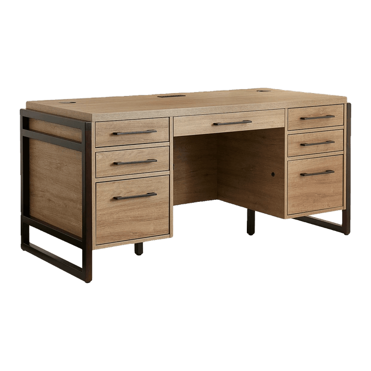 New Artesian Natural Finish Executive Desk in stock at Capital Choice Office Furniture in Columbus