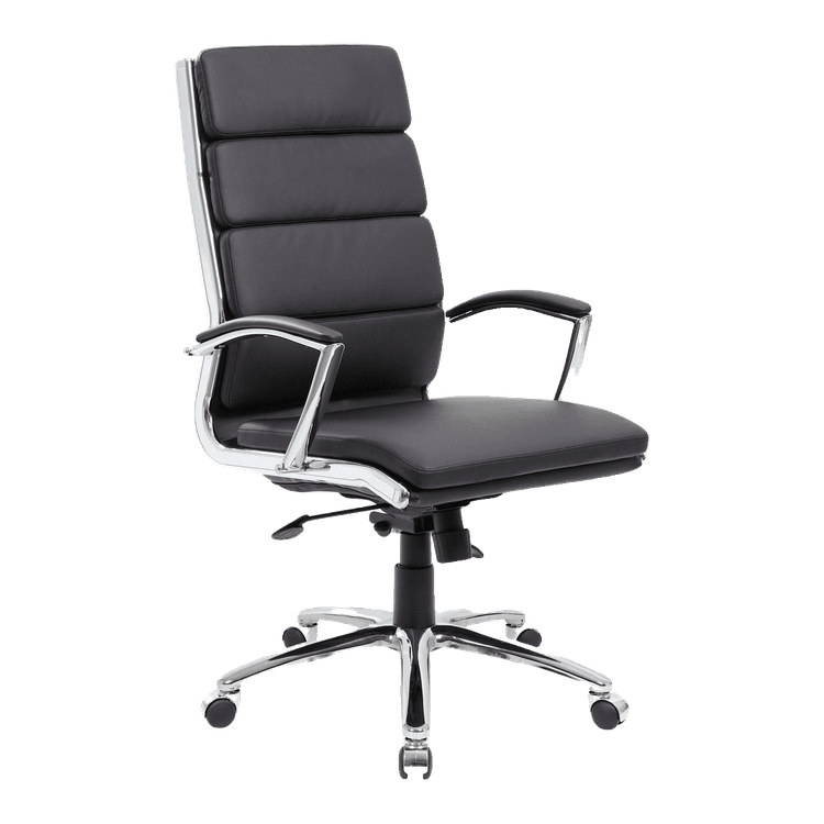 New Black Vinyl Exec High Back Chair with Chrome Frame in stock at Capital Choice Office Furniture in Columbus
