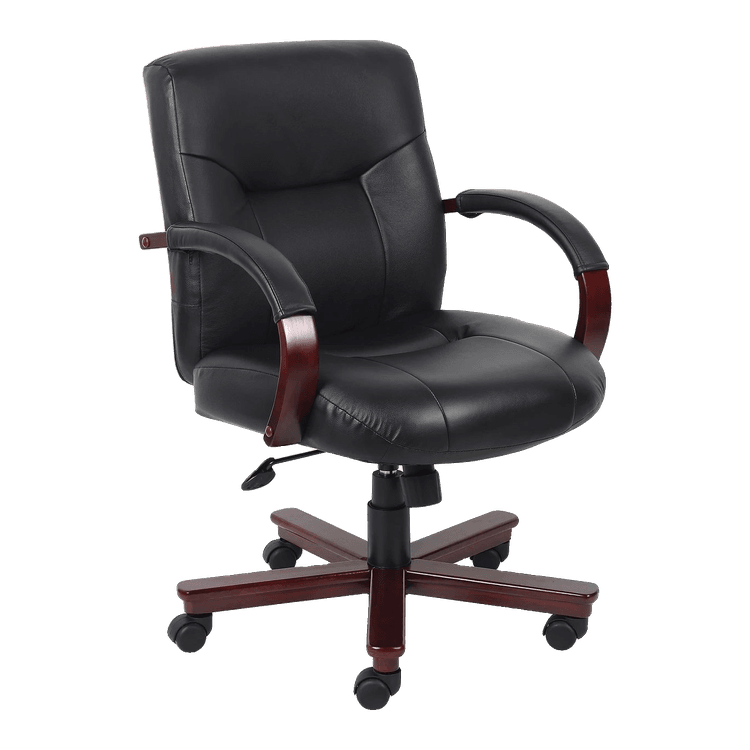 New Mah/Blk Soft Vinyl Mid Back Chair in stock at Capital Choice Office Furniture in Columbus