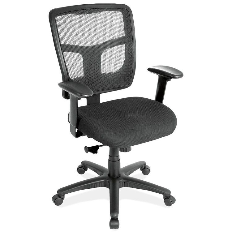 New Black Mesh Mid Back Task Chair with Chrome Frame, side view. Capital Choice Office Furniture, Columbus, Ohio