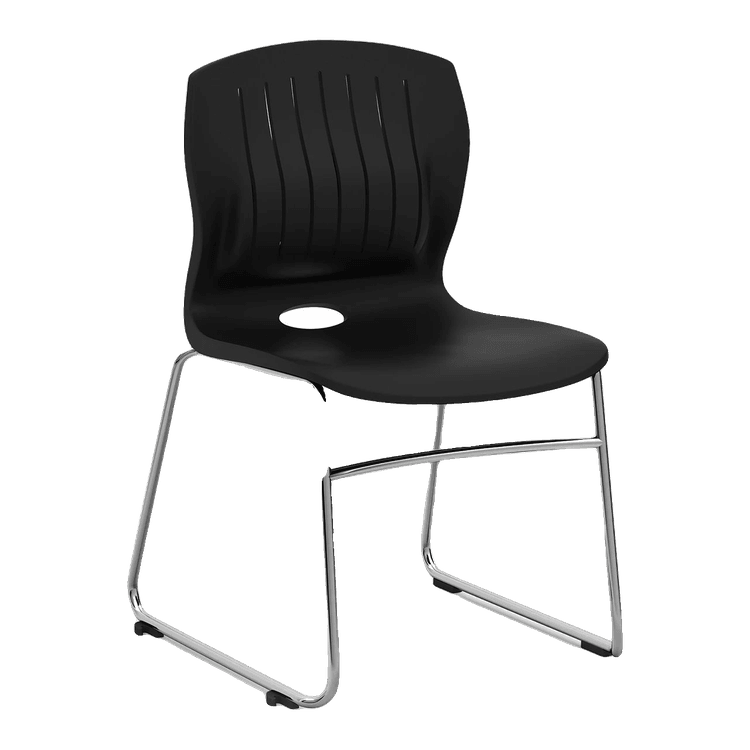 New Slash Armless Sled Base Stack Chair with Chrome Frame in stock at Capital Choice Office Furniture in Columbus