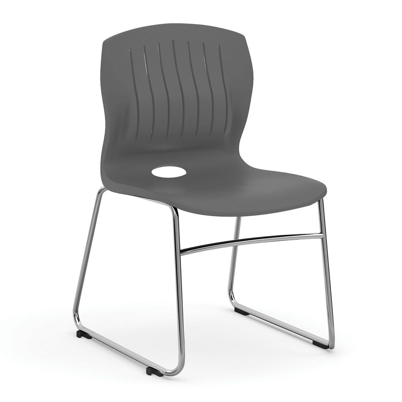 New Slash Armless Sled Base Stack Chair with Chrome Frame