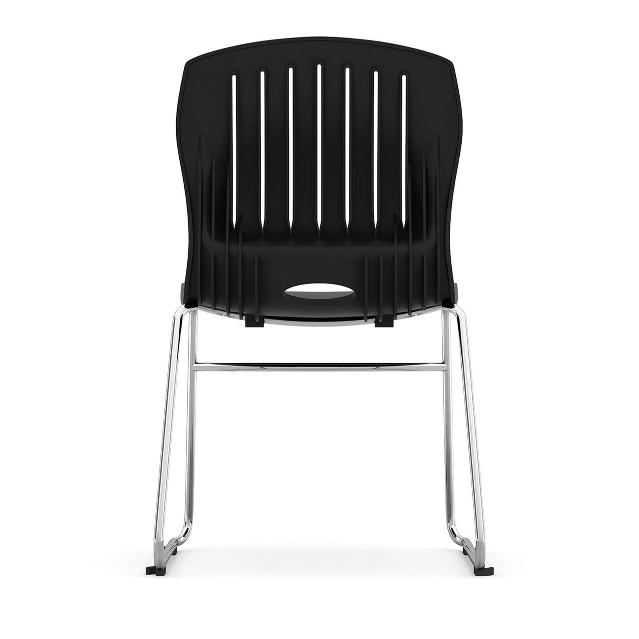 New Slash Armless Sled Base Stack Chair with Chrome Frame