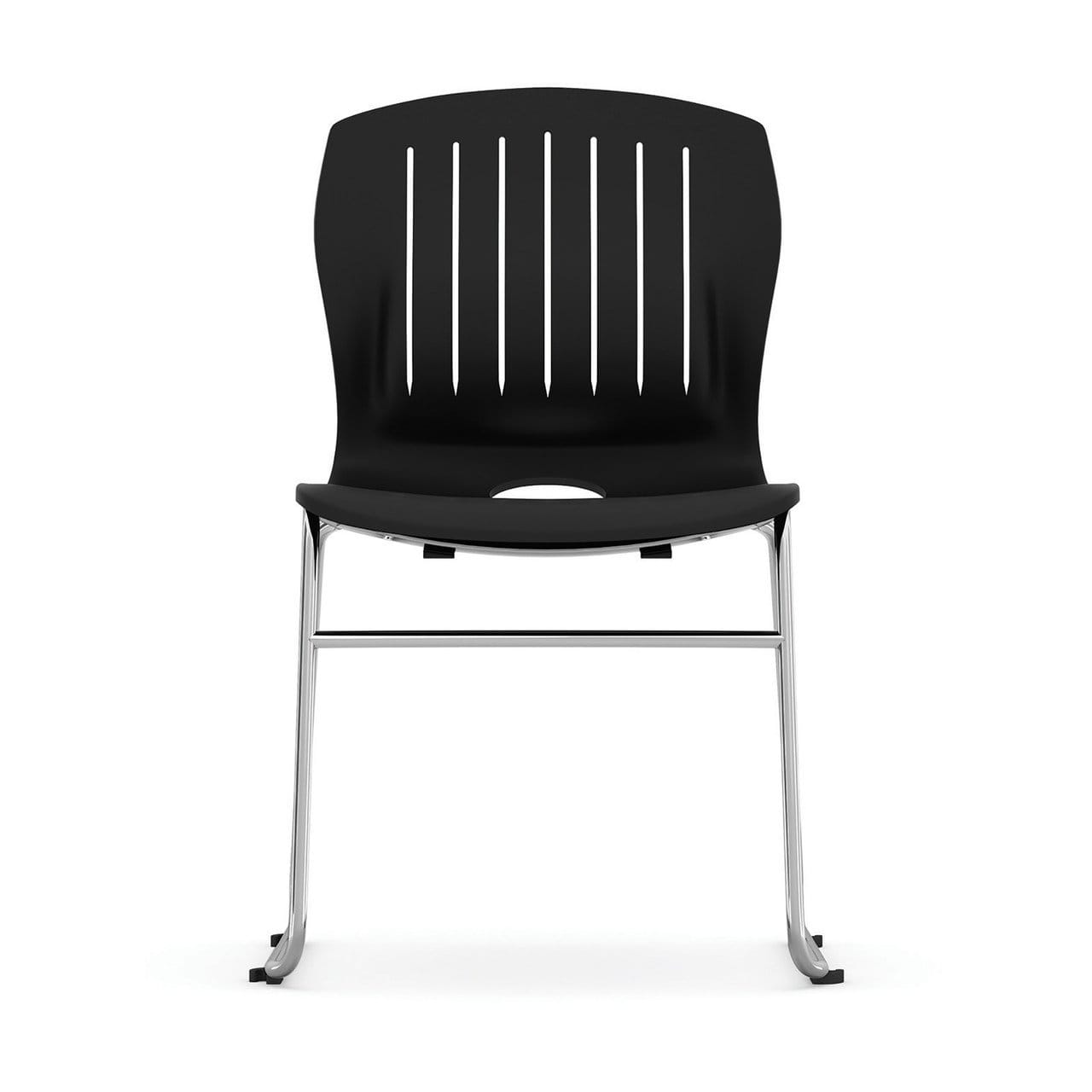 New Slash Armless Sled Base Stack Chair with Chrome Frame