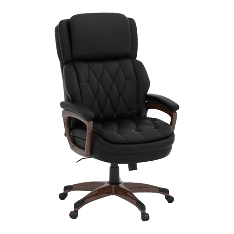 New Tufted High Back Chair with Wood Look Arms in stock at Capital Choice Office Furniture in Columbus