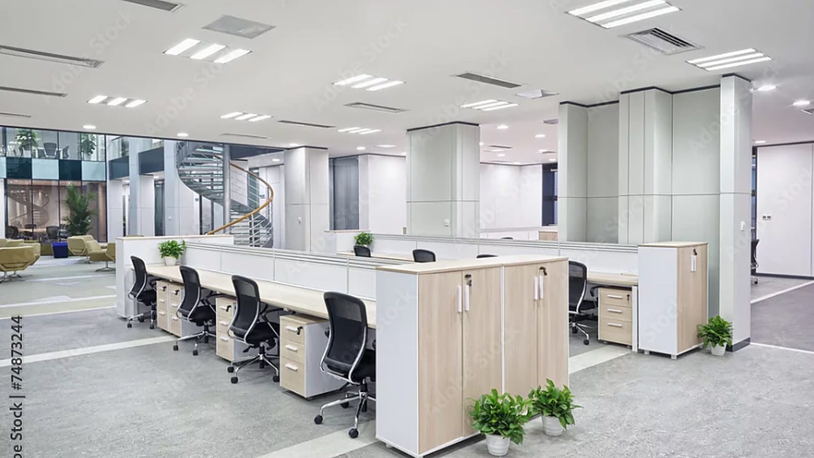 Open office workstations furnished in phases to fit a budget