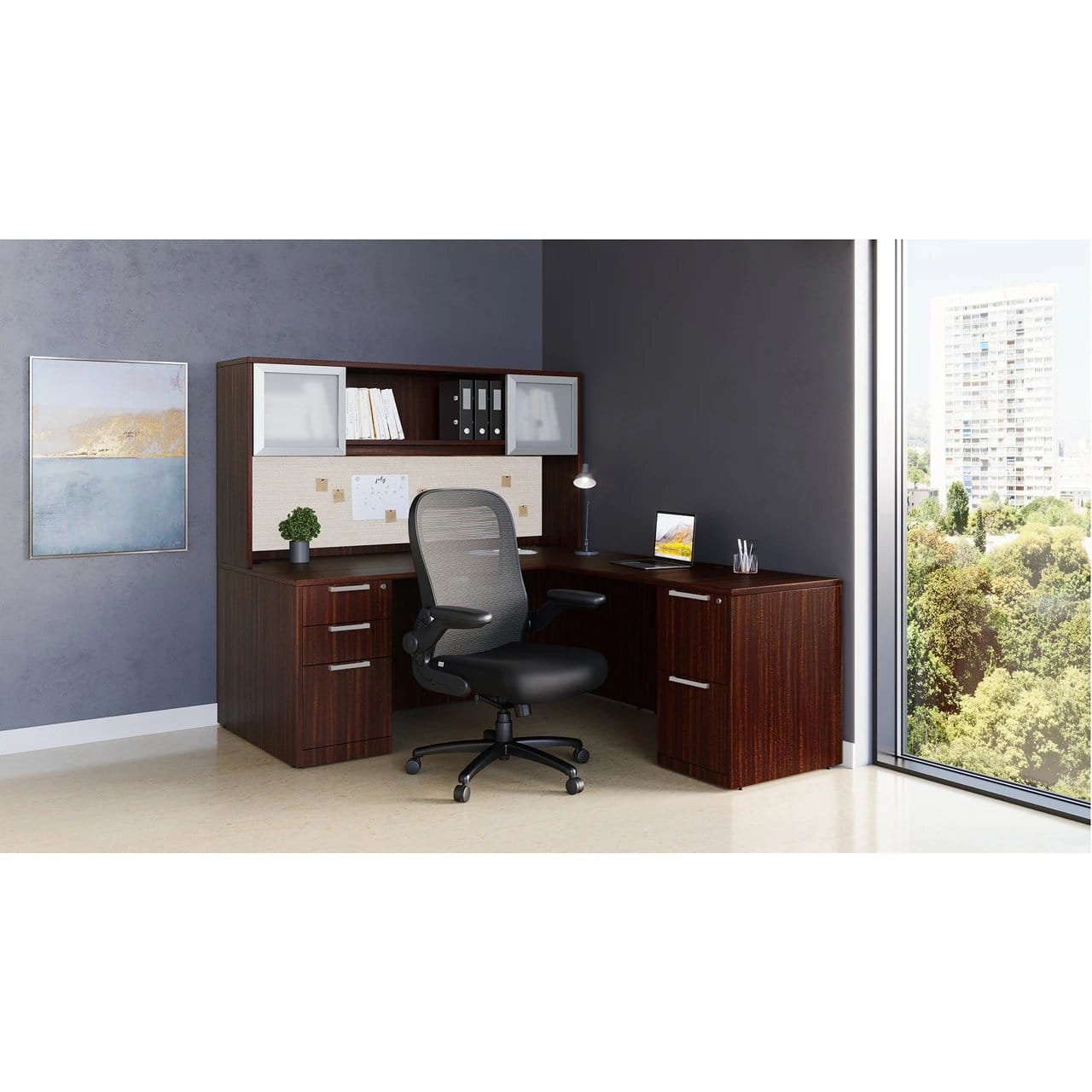 Typical OS89 - L-Desk with Hutch