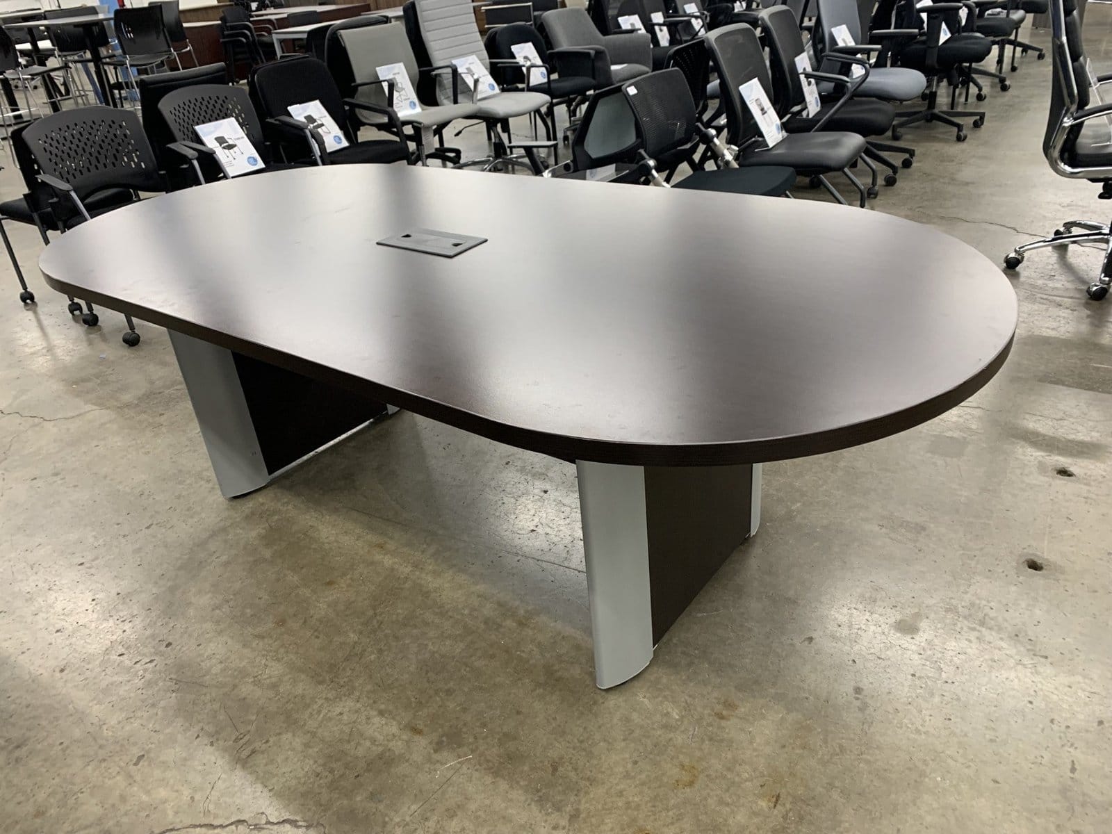 Used 8' Racetrack Conference Table with Elliptical Base