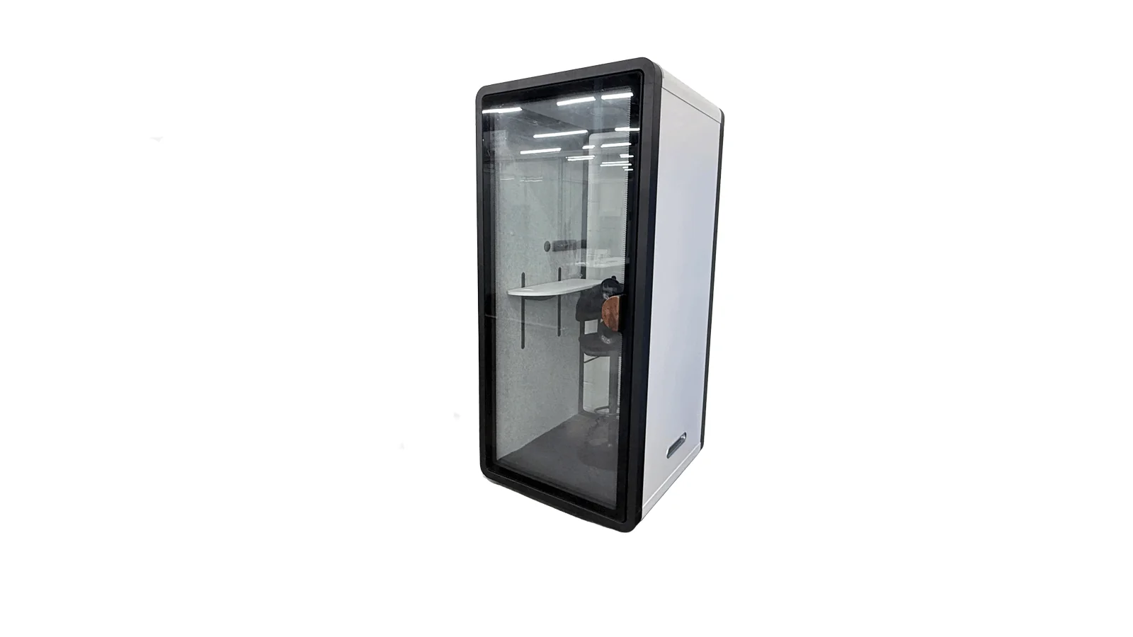 Two-person privacy pod of the kind that comes through the Capital Choice used floor