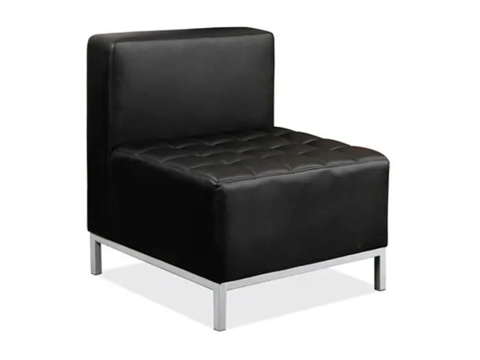 Black Faux Leather Armless Chair Image