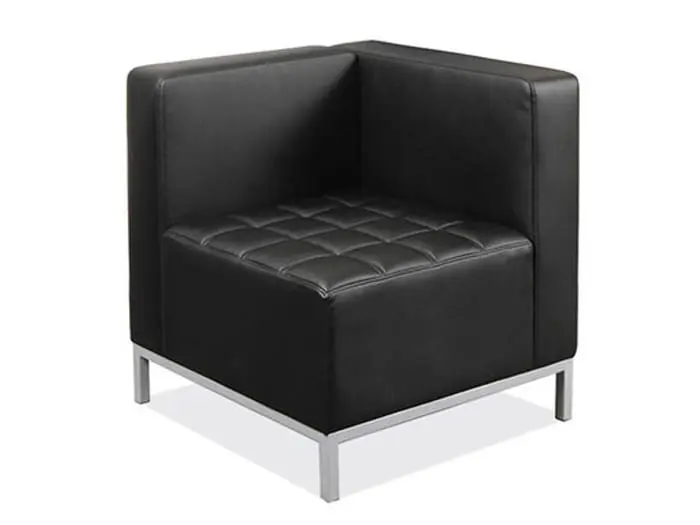 Black Faux Leather Corner Chair Image