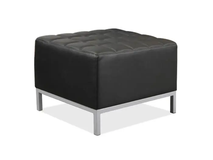 Black Faux Leather Ottoman Image