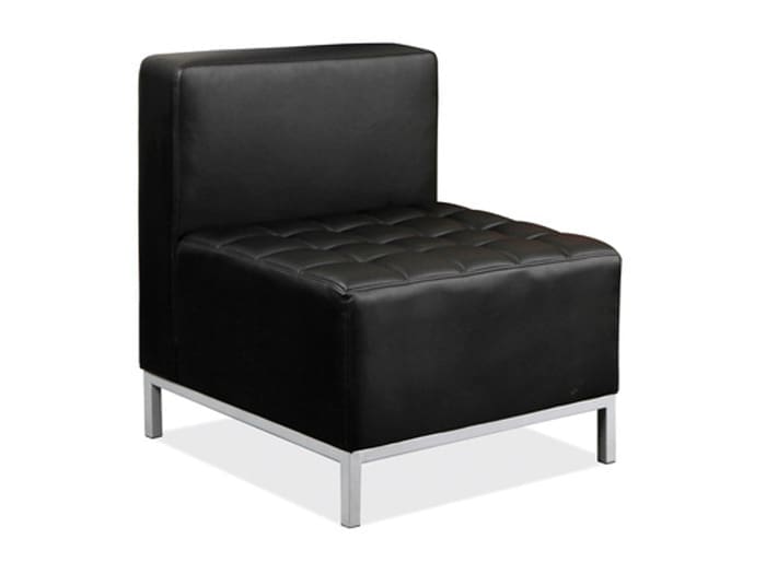 Black Faux Leather Armless Chair Image