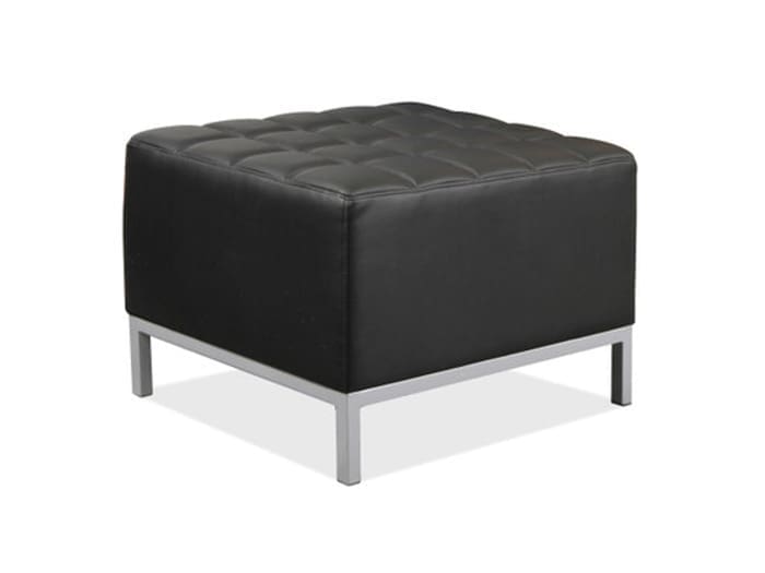 Black Faux Leather Ottoman Image