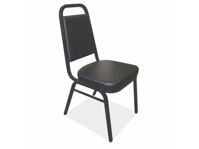 OfficeSource Reese Collection Square Back Stacker with Black Textured Metal Frame Image